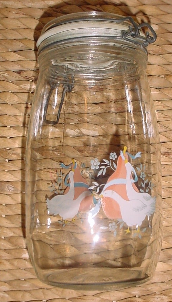 Items similar to Vintage French Canning Jars Geese Design Wired Lid Glass Arc from France 1