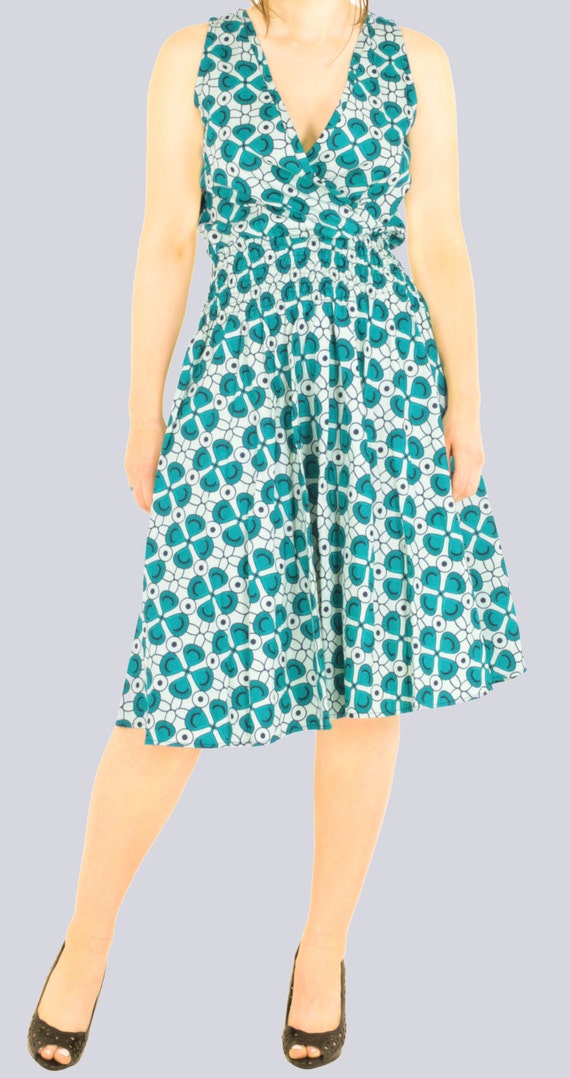 Green Dress V Neck Dress Summer Dress Knee Length Dress