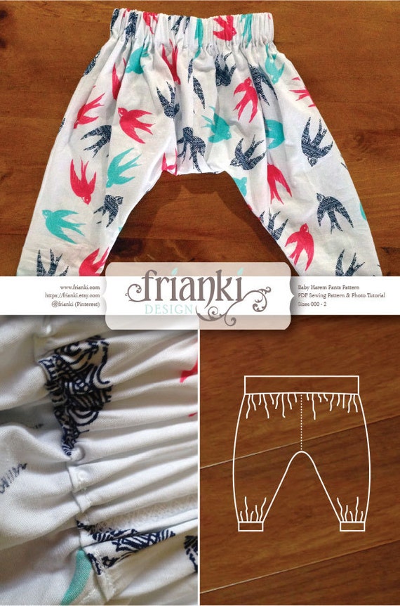 pattern Pants pants Pattern Harem and  etsy PDF  Tutorial Baby 000 harem  Sizes  Photo  baby  Sewing