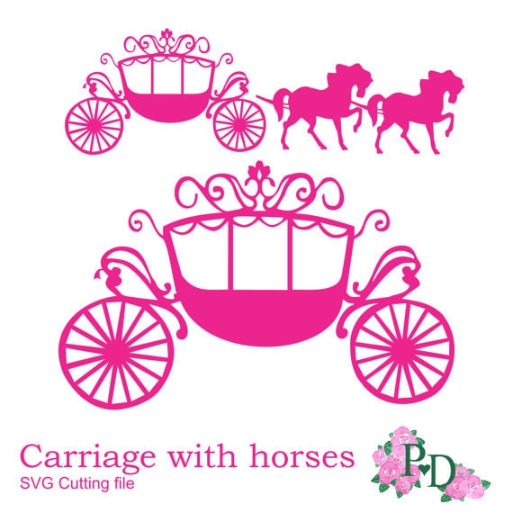 Download SVG DXF PNG Princess Carriage horse Cutting file digital