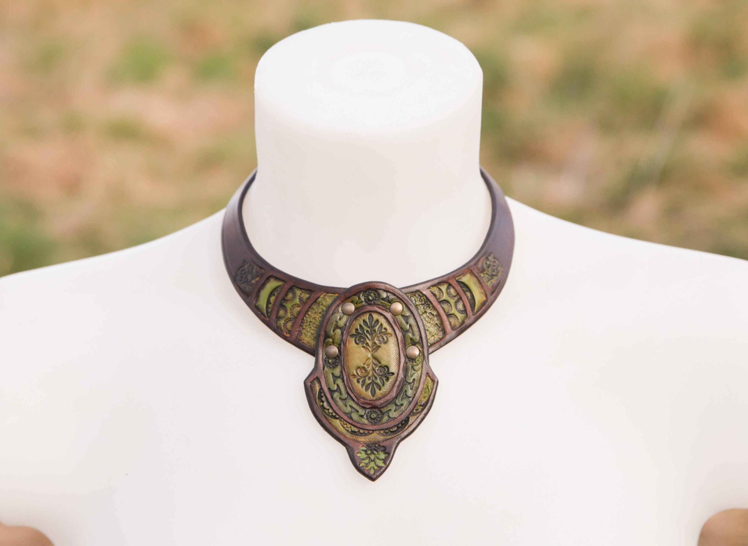 Leather Aeris necklace by ArteideStudio on Etsy