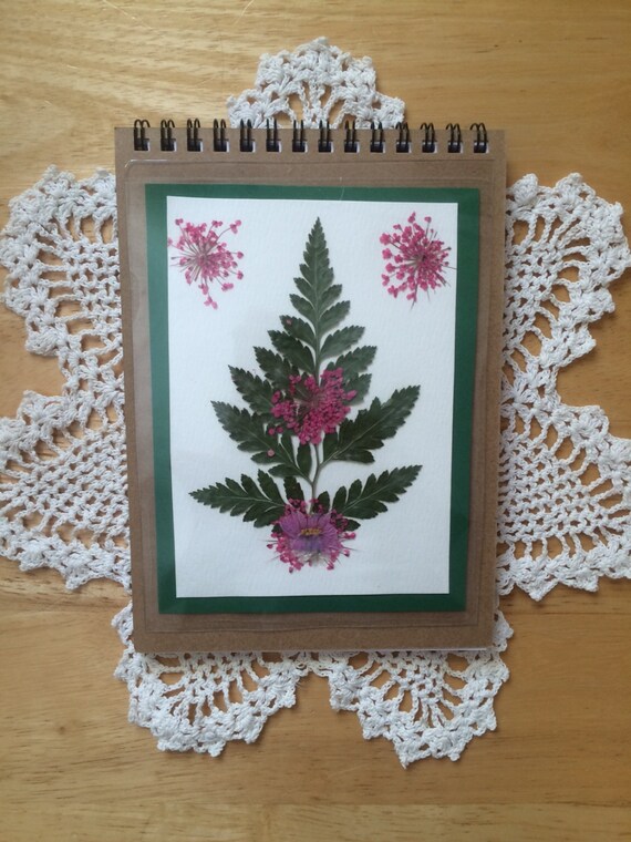 Pressed Flower Notebook Daisy Pink Queen by ThePressedPetal