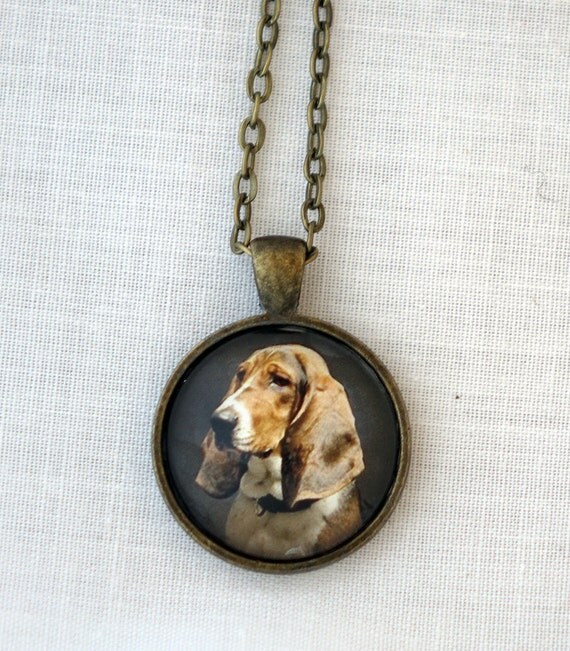 Basset Hound Dog Pendant Necklace Pendant Dog Red by FullPhoto