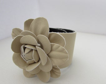 Suede Cuff Bracelet - Flower Bracelet - Wrist Cuff - Prom Jewellery