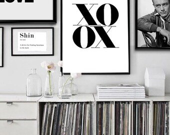 XOXO Scandinavian Art, Fashion Art Print, Minimalism Art, Printable Wall Art, Digital Instant Download Nordic Design