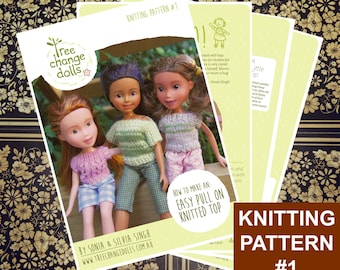 Tree Change Dolls® Knitting Pattern #1, Easy Pull On Knitted Top, by Sonia and Silvia Singh