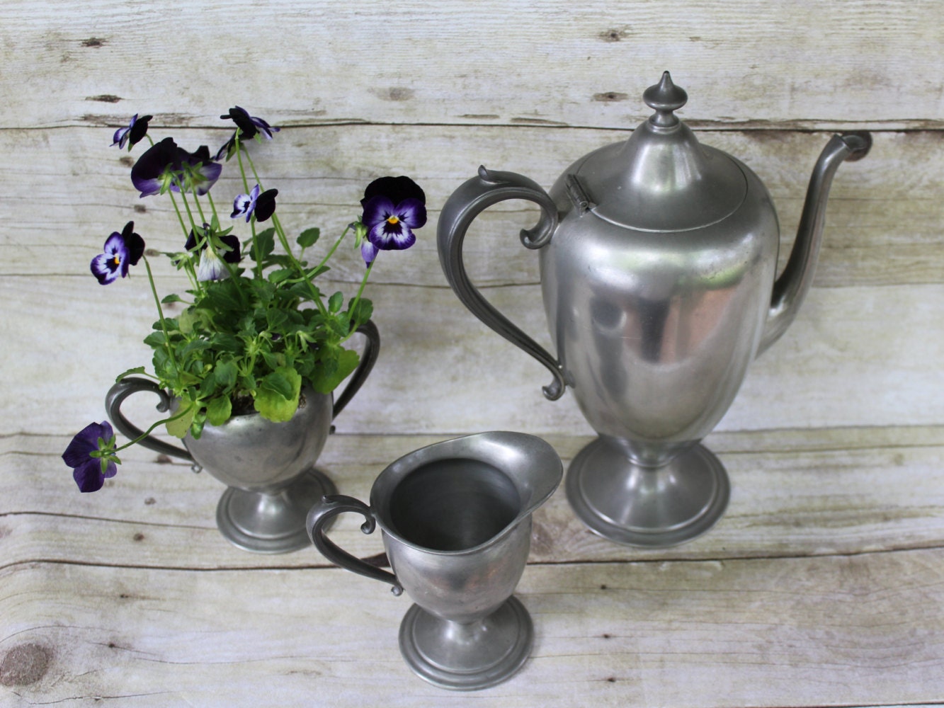 Pewter Serving Set Pewter Pewter Set Vintage Coffee pot