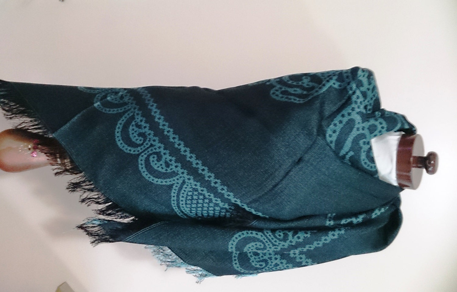 Turquoise blanket scarf reversible by AlternativeStarStore on Etsy