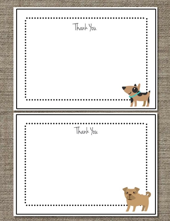 Items similar to Printable Thank You Notes - Dog - Digital Download on Etsy
