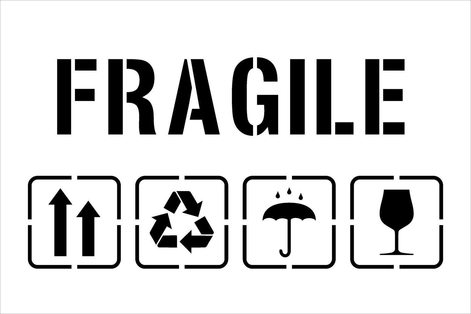 Fragile Symbol FragileTemplate for Laser Cutting-PackagingUp