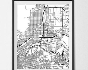 El Paso Map Art Print, El Paso City Map of El Paso Art Poster of Texas State Map, El Paso Wall Art Home Decor