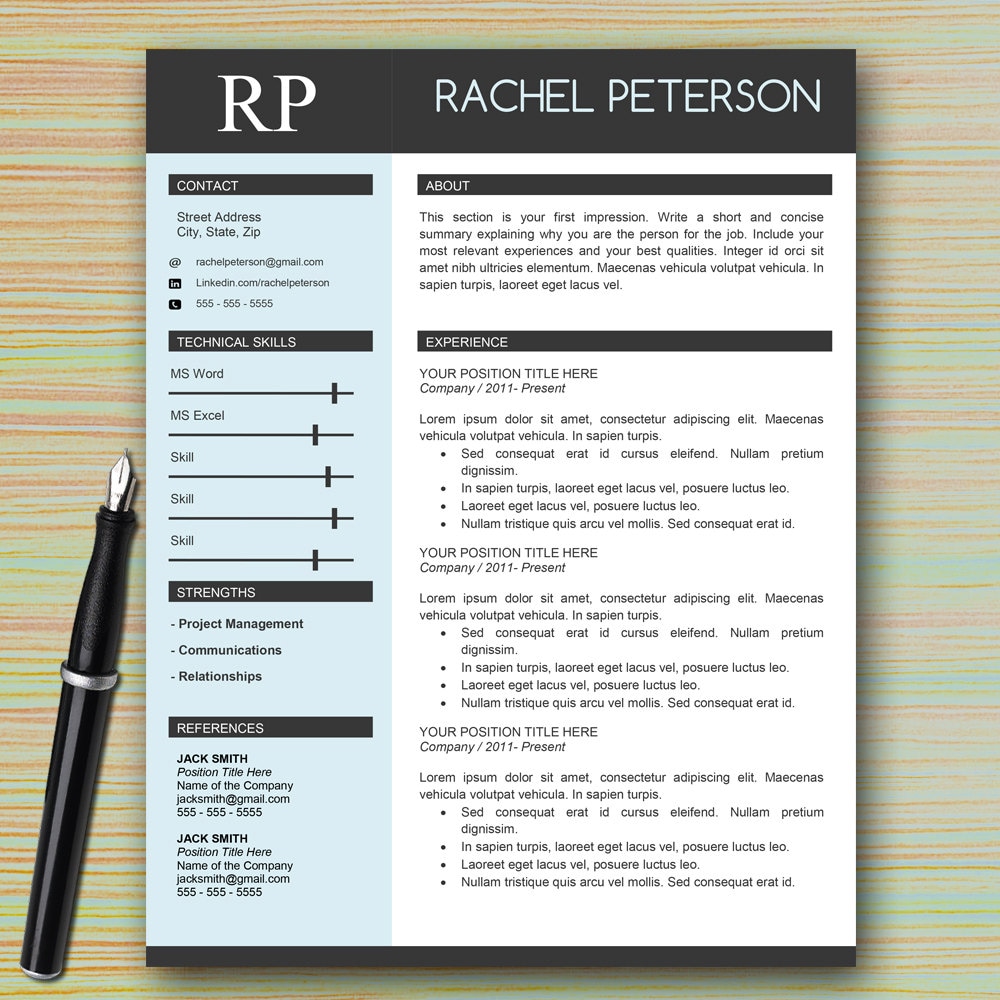 Professional One Page Resume Template for Microsoft Word