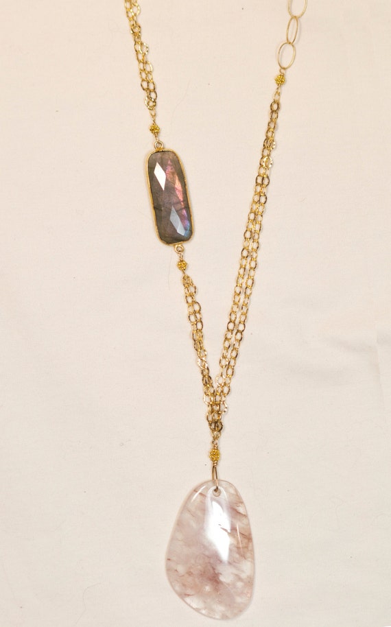 Large Gem Stone Necklace by SunfishJewel on Etsy