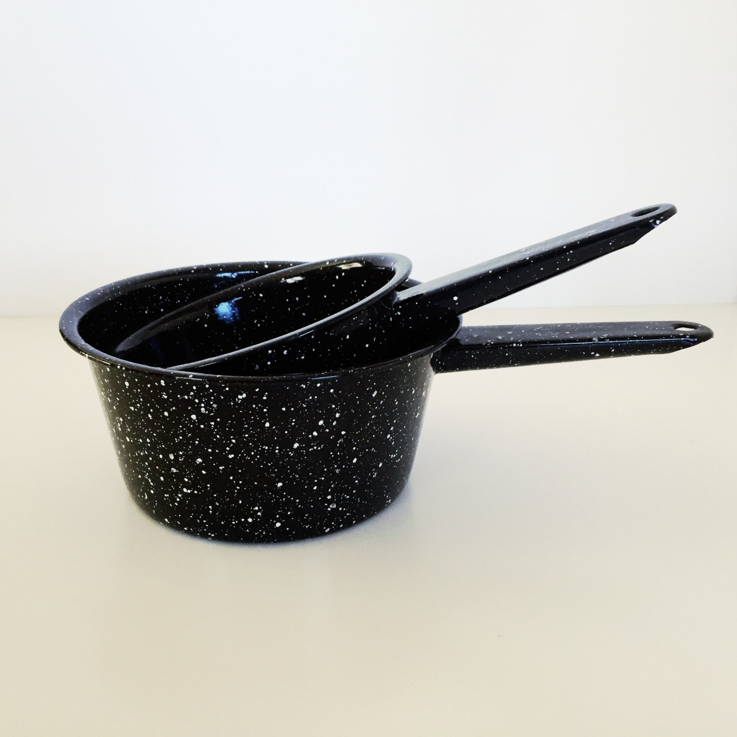 Enamel Camping Pot Set of 2 Vintage