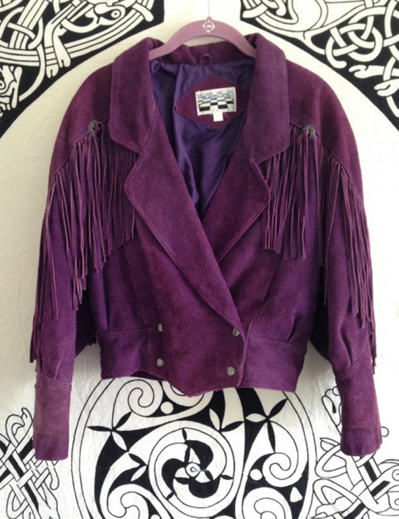 Items Similar To Purple Suede Fringe Jacket On Etsy