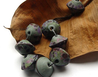 artisan lampwork, handmade - Dark but soft with a little purple - by Calisto - MTO