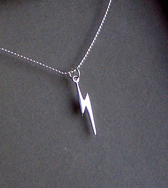 Lightning Bolt Charm Necklace Dainty Sterling by lecollezione