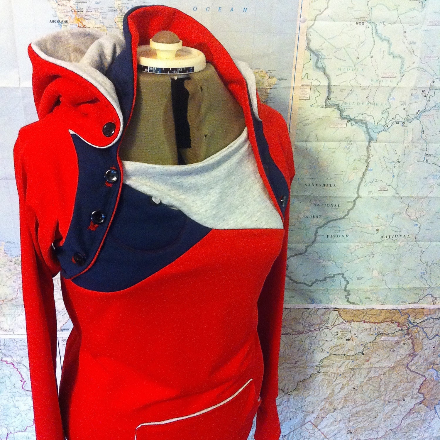 Red nursing hoodie. Maternity top breastfeeding hoodie. Made