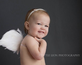 Angel Wings for Baby - Photo Prop Infant Feather Angel Wings - Fully Poseable for Newborn Photography