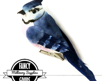 Small - Blue Jay - Bluejay - Fake Bird - Artificial Bird - Feathers - Millinery - Hat Decor - Mushroom Bird
