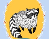HOLIDAY Cards Set - Racoon - Peace on Earth- postcard set of 6