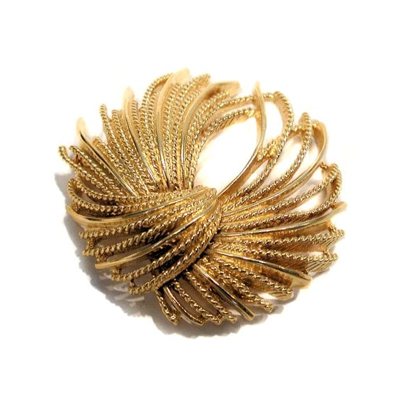 Vintage Monet Brooch Large Wheat Spray Gold by MorningGlorious