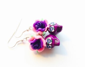 Sugar Skull Earrings Purplicious Day of the Dead Jewelry