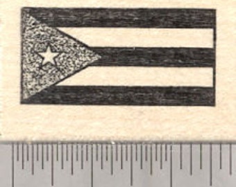 Flag of Cuba Rubber Stamp D26831 Wood Mounted