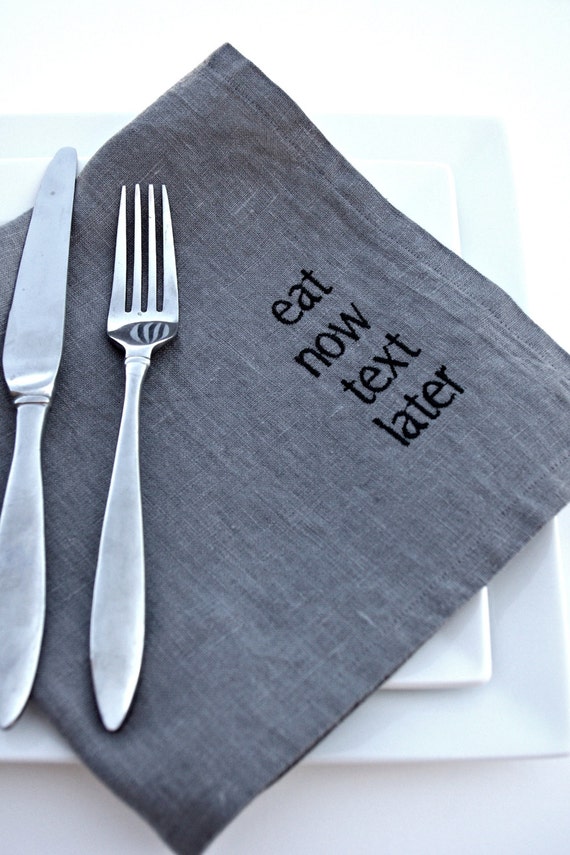 CHARCOAL Gray Manners Napkins Linen Dinner Napkins Set of 6