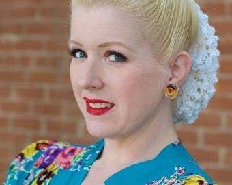 Filet à Cheveux Snood Violet – Style Rétro Pin-up – Crocheté – Neuf – Années 40/50