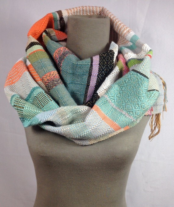 Bailey // Handwoven Bright Pastel Scarf // Peach by pidgepidge