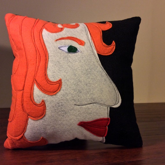 Items similar to Funky Pillow Face Pillow Redhead Funky throw