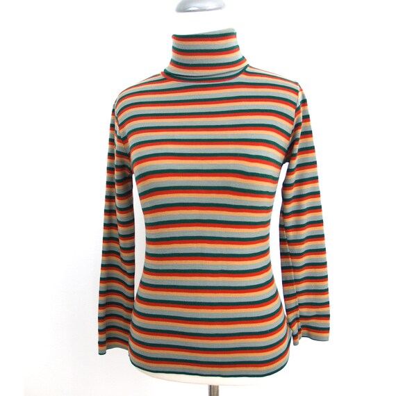 vintage striped turtleneck XS // extra small 70s 80s top