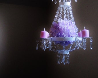 Elegantly Shabby Creamy White 4 Candle Chandelier MADE TO ORDER