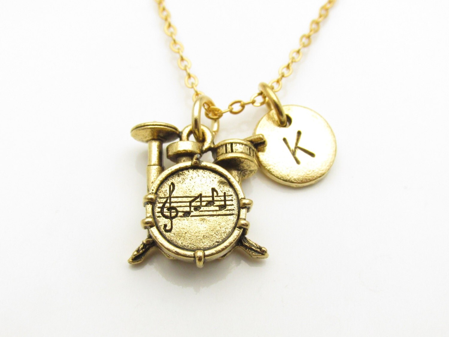 Drum Set Necklace Drum Set Charm Initial Necklace Music