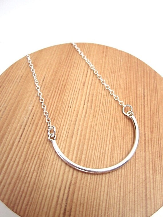 Silver Curve Necklace U Shape Necklace Sterling Layering