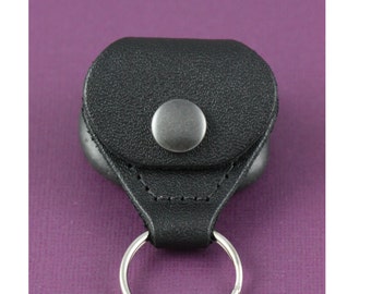 Leather Guitar Pick Case • Leather Pick Snap Case Keyring • Extra Case • Personalized Guitar Player Gift • Leather Holder•Black Leather Case