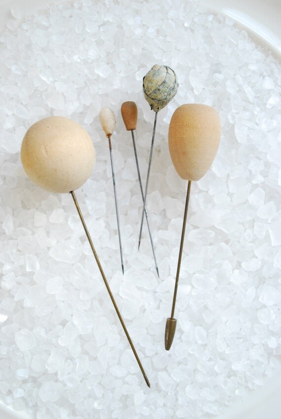 Antique 1900's Hat Pin Forms Millinery Supplies Wood