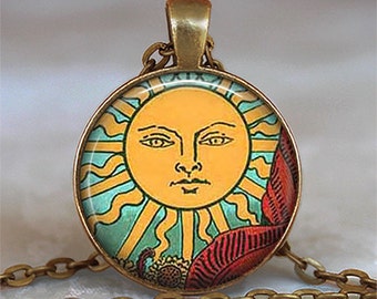 Mystic Tarot Sun necklace, Sun pendant, Tarot necklace, Sun jewelry, Tarot pendant, symbolic jewelry Tarot keychain - il_340x270.747850664_93gz