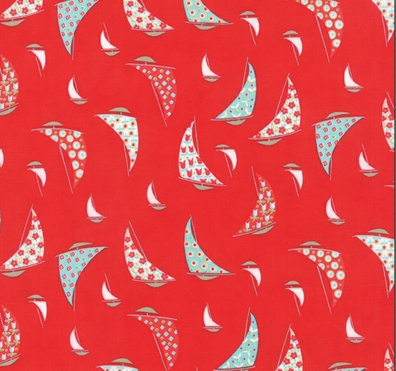red sailboats fabric