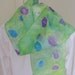 Hand painted silk scarf floral cornflower blues purple mint green 8x54 long scarf Canada design