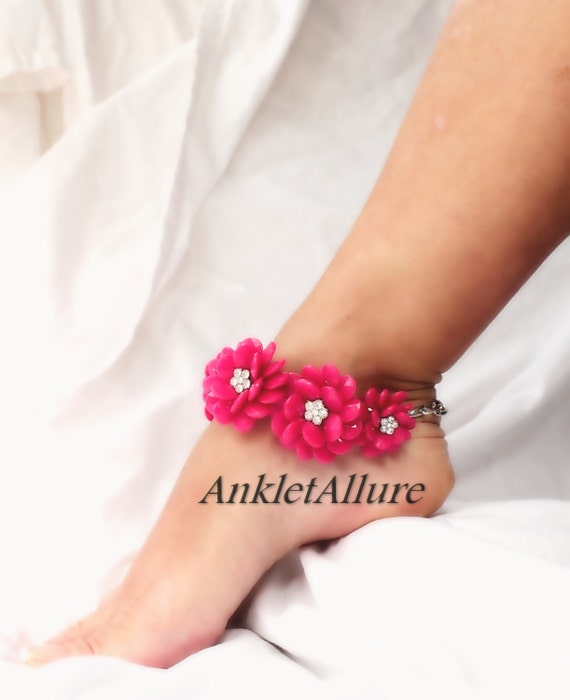 Hula Dance Hawaiian Lei Anklet Confetti Coral by AnkletAllure