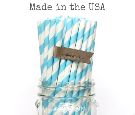 25 Tiffany Blue Paper Straws Aqua Straws, Cake Pop Sticks, Vintage Baby Shower, Rustic Wedding, Bridal Shower, Party Supplies, Made in USA Il_570xn
