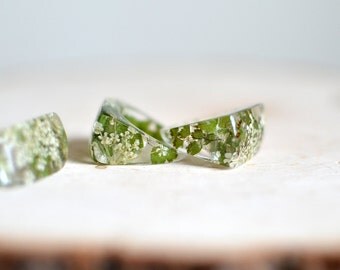 resin ring, fern jewelry, flower ring, flower jewelry , geometric jewelry, eco resin, resin jewelry, gift under 40