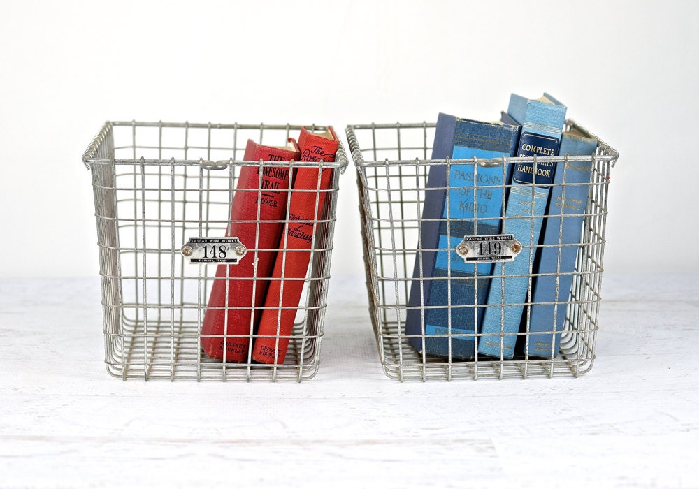 Locker Basket Vintage Locker Basket Metal Wire by HuntandFound