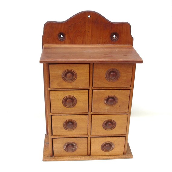 Antique Kitchen Storage with Drawers Wooden Spice Rack