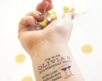 21st Birthday Temporary Tattoos, If Lost, Buy Me a Drink, 21st Birthday Party, Personalized Tattoo, Custom Tattoo, Finally 21, 21 and Legal