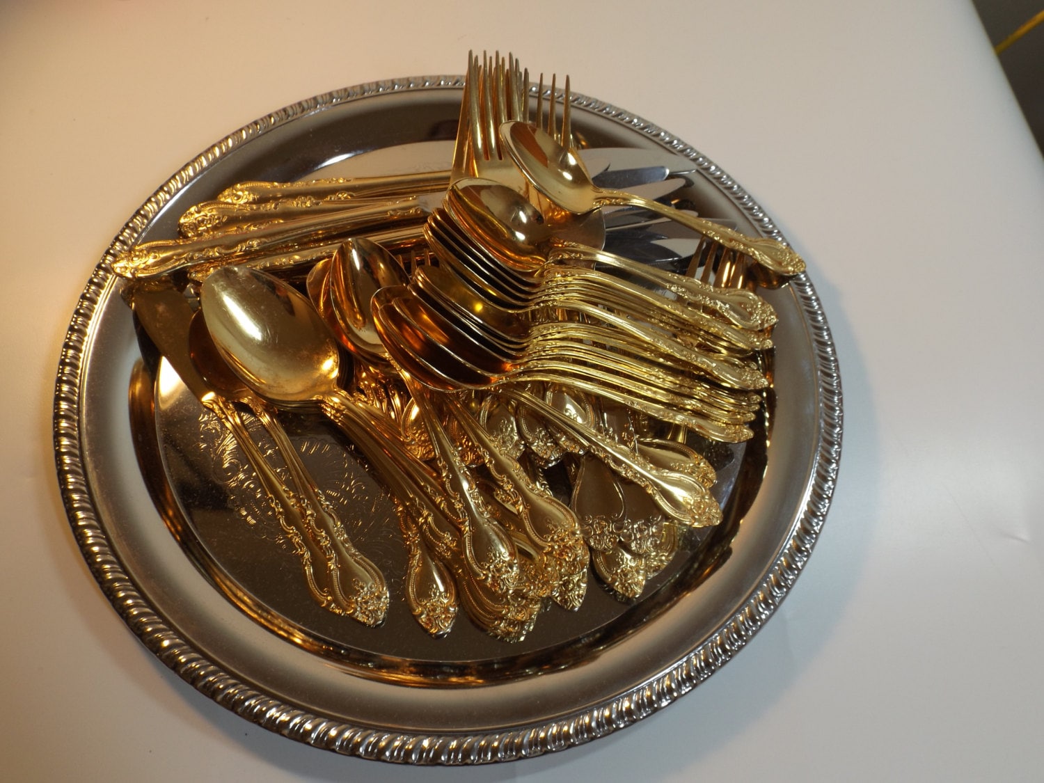 Japanese gold plated stainless set 50 flatware.Sarah Ann pattern, set