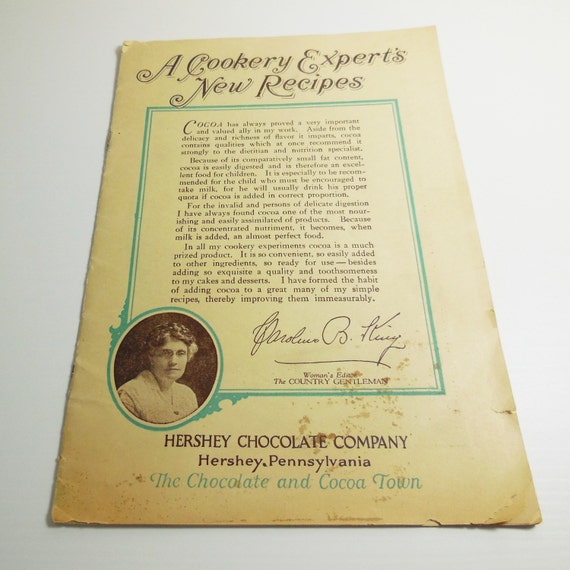 A Cookery Expert's New Recipes - 1920's Hershey Chocolate - Vintage Cookbook