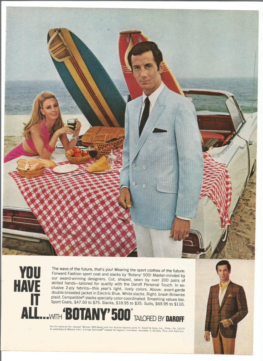 1968 Botany 500 Menswear Advertisement Tailored by Daroff